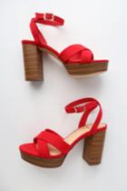 Shae Red Suede Platform Ankle Strap Heels | Lulus