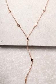 Lulus Brilliant Spark Rose Gold Drop Necklace