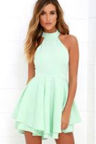 Lulus | Dress Rehearsal Mint Green Skater Dress | Size Small | 100% Polyester