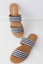 Bonnibel Time To Chill Black Gingham Slide Sandal Heels | Lulus