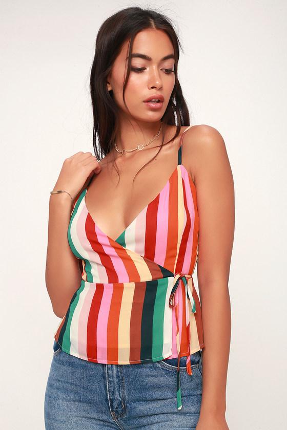 Sugar And Spice Multi Stripe Wrap Top | Lulus
