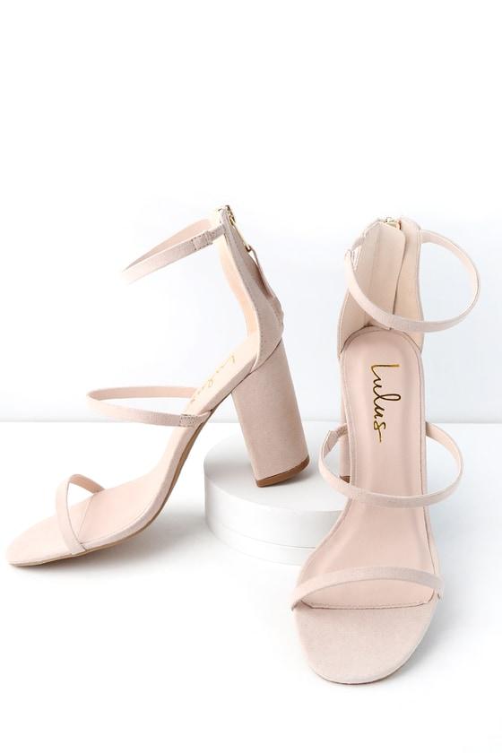 Candice Nude Suede Ankle Strap Heels | Lulus