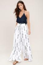 Jack By Bb Dakota Ginseng White Print Wide-leg Pants