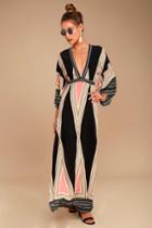 Lulus | Montecito Black Print Maxi Dress | Size Small | 100% Rayon