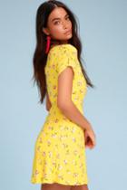 Lush Cicely Yellow Floral Print Wrap Dress | Lulus