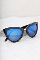 Lulus Tasty Black And Blue Mirrored Cat-eye Sunglasses