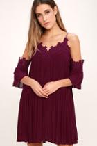 Lulus Give Thanks Burgundy Lace Off-the-shoulder Dress