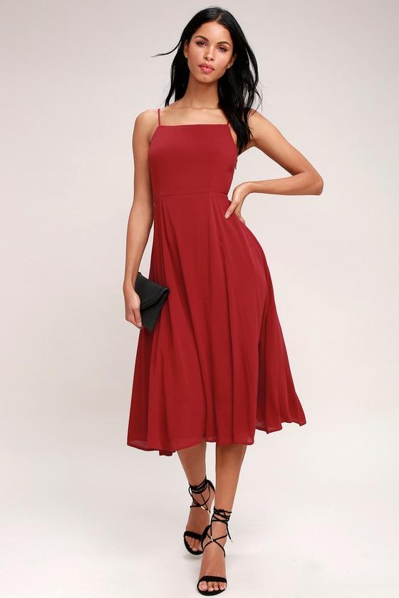 Going Coastal Wine Red Midi Dress | Lulus