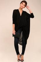 Ppla | Lennon Black Long Sleeve High-low Top | Size Large | Lulus
