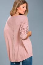 Lulus | Laid Back Mauve Pink Sweater Top | Size Large