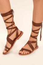 Sbicca Sbicca Zaylee Brown Leather Lace-up Flat Sandals