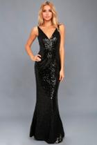 Lulus Here To Wow Black Sequin Maxi Dress