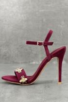 Shoe Republic La | Leighton Burgundy Suede Dress Sandal Heels | Size 9 | Red | Vegan Friendly | Lulus