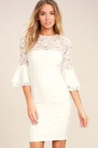 Lulus Uncontested Beauty White Lace Bodycon Dress