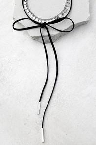 Lulus Mad About You Silver And Black Wrap Necklace
