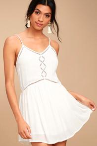 Amuse Society Tatum White Crochet Mini Dress
