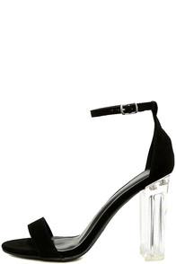 Wild Diva Lounge Calista Black Suede Lucite Heels