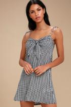 Billabong Sweet Pie Black And White Gingham Tie-front Dress | Lulus