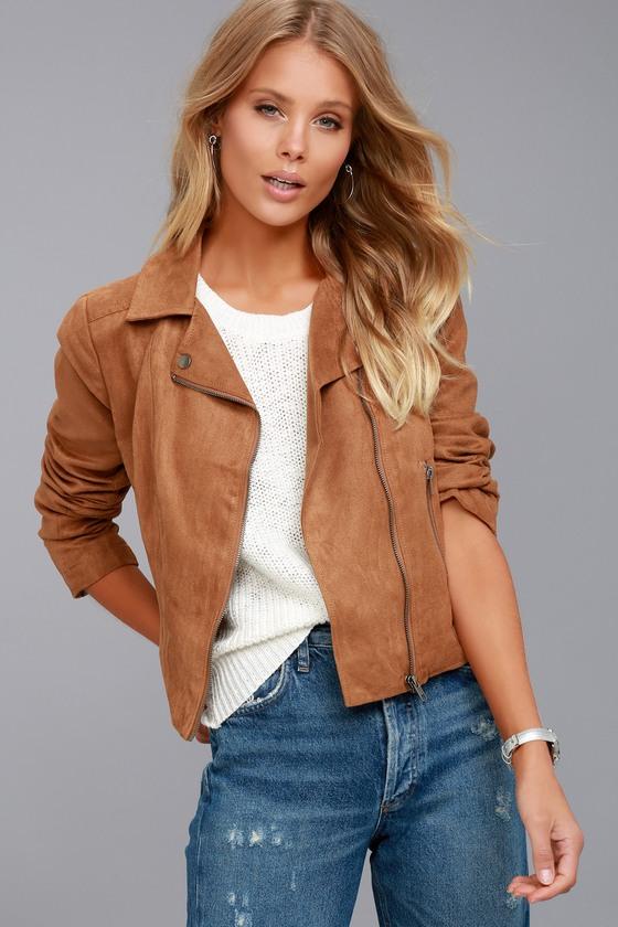 Jack By Bb Dakota | Johanness Tan Suede Moto Jacket | Size Medium | Brown | 100% Polyester | Vegan Friendly | Lulus