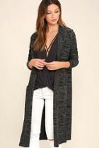 Amuse Society Aura Black And Grey Long Cardigan Sweater
