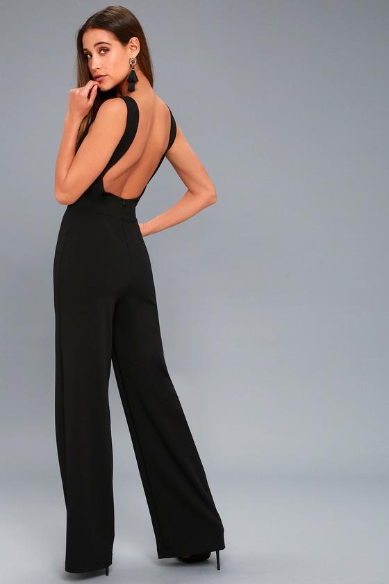 Good Cheer Black Backless Wide-leg Jumpsuit | Lulus