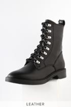 Dolce Vita Gilman Black Leather Lace-up Pointed Toe Combat High Heel Boots | Lulus