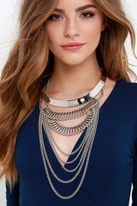 Lulu*s Regal Tendencies Silver Layered Collar Necklace