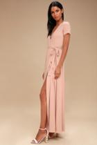 Evolve Pale Pink Wrap Maxi Dress | Lulus