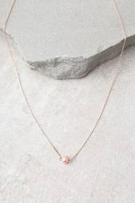 Lulus Favorite Memories Rose Gold Pearl Necklace