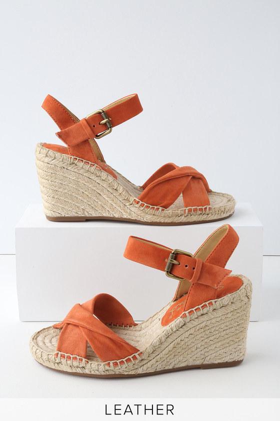 Splendid Fairfax Coral Genuine Suede Leather Espadrille Wedges | Lulus
