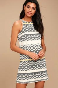 Jack By Bb Dakota Andress Cream Print Jacquard Shift Dress