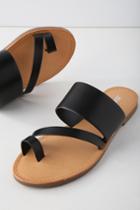 Soda Avena Black Flat Sandal Heels | Lulus