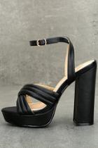 Liliana Serilda Black Platform Ankle Strap Heels
