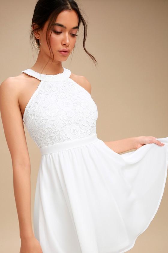 Lover's Game White Lace Skater Dress | Lulus