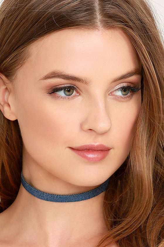 Lulus | Norma Jean Blue Denim Choker Necklace