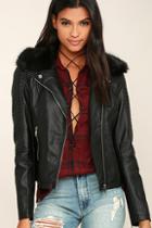 Rd International All Fur You Black Vegan Leather Moto Jacket