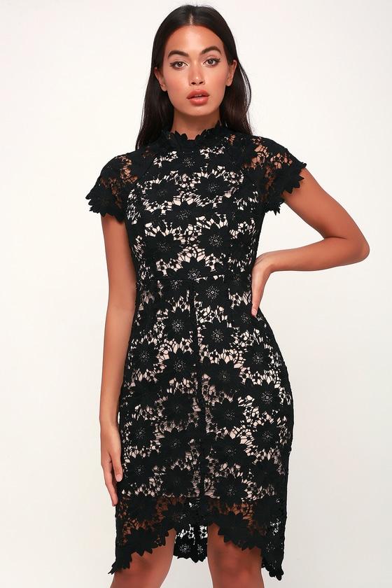 Bold Love Black And Nude Lace Bodycon Dress | Lulus