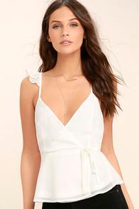 Lulus Totally In Love White Wrap Top