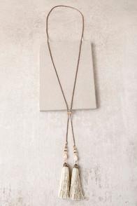 Lulus Big Debut Gold And Ivory Lariat Necklace