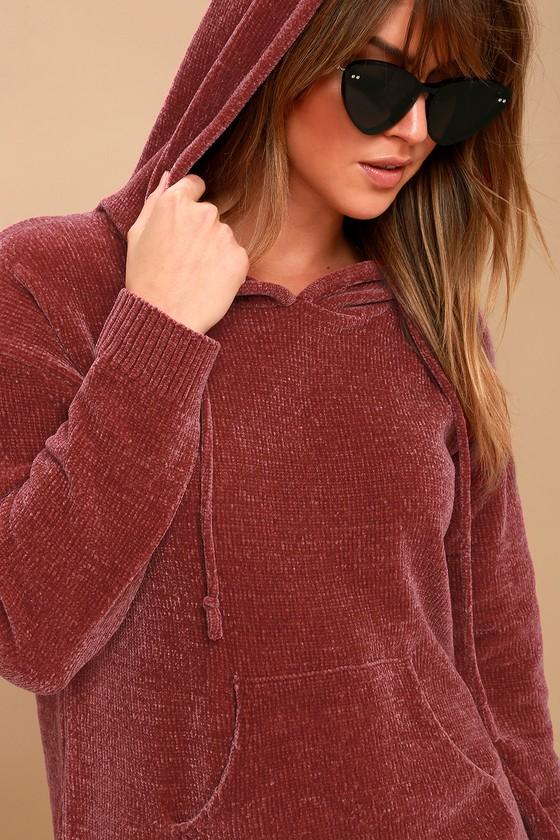 Nellie Rusty Rose Chenille Hoodie | Lulus