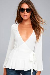 Lulus Great Expectations White Wrap Top