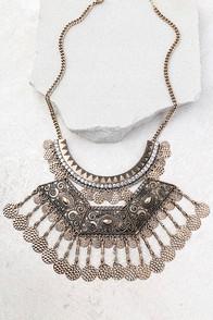 Lulus Saharan Stunner Gold Statement Necklace