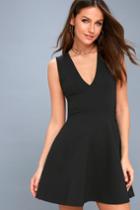 As Swoon As Possible Black Sleeveless Skater Dress | Lulus