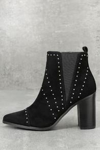 Kensie Delanie Black Suede Leather Studded Ankle Booties
