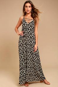 Love Stitch Sightseeing Safari Brown Print Maxi Dress