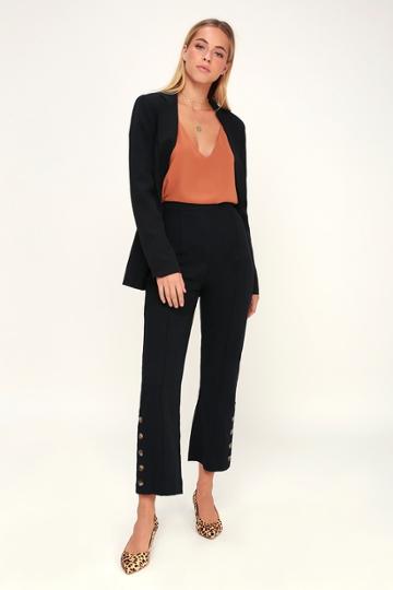 By My Stride Black Button Side Wide-leg Pants | Lulus