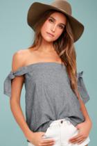 Do & Be Arlene Navy Blue Off-the-shoulder Top | Lulus