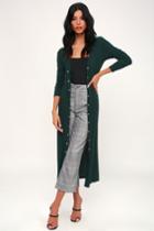 Middleton Forest Green Long Cardigan Sweater | Lulus