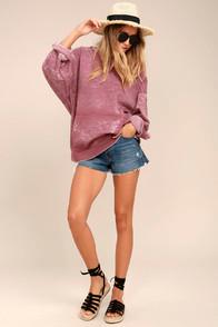Free People Get It Washed Mauve Oversized Hoodie