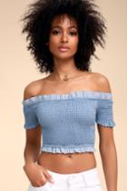 Anchors Aweigh! Light Blue Smocked Crop Top | Lulus